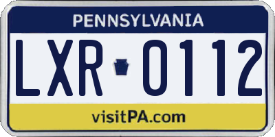 PA license plate LXR0112