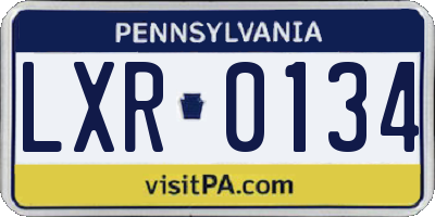 PA license plate LXR0134