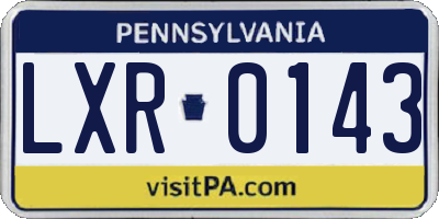PA license plate LXR0143