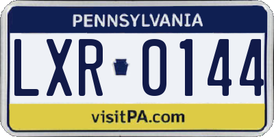 PA license plate LXR0144