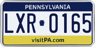 PA license plate LXR0165