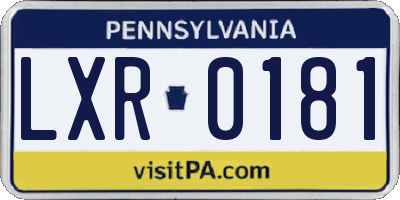 PA license plate LXR0181