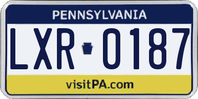 PA license plate LXR0187