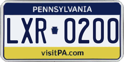 PA license plate LXR0200