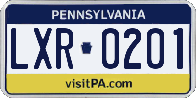 PA license plate LXR0201