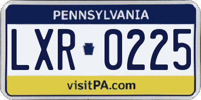 PA license plate LXR0225