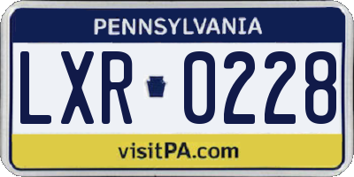 PA license plate LXR0228