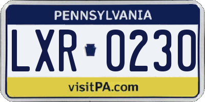 PA license plate LXR0230