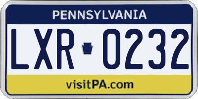 PA license plate LXR0232