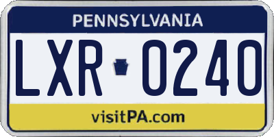 PA license plate LXR0240