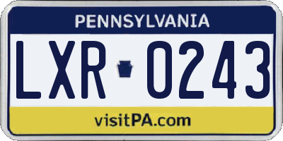 PA license plate LXR0243