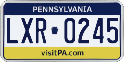 PA license plate LXR0245