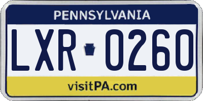 PA license plate LXR0260