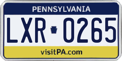 PA license plate LXR0265