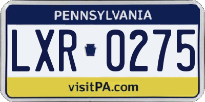 PA license plate LXR0275