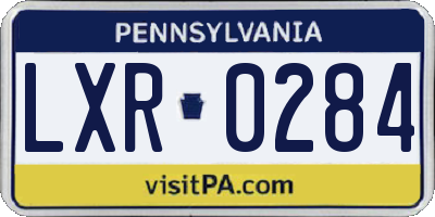 PA license plate LXR0284