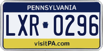 PA license plate LXR0296