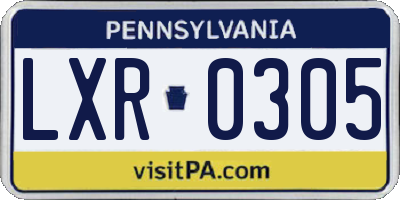 PA license plate LXR0305