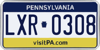 PA license plate LXR0308