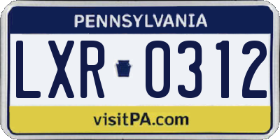 PA license plate LXR0312