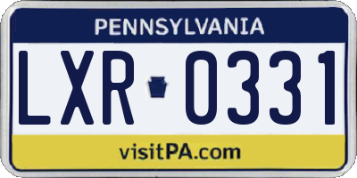 PA license plate LXR0331