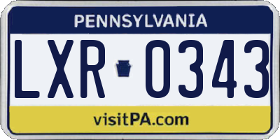 PA license plate LXR0343