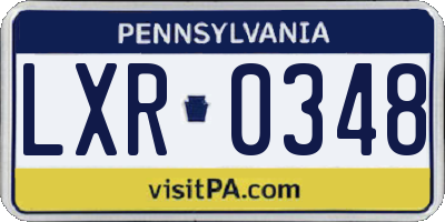 PA license plate LXR0348