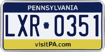 PA license plate LXR0351