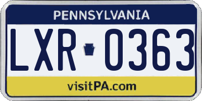 PA license plate LXR0363