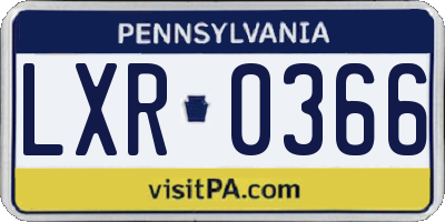 PA license plate LXR0366
