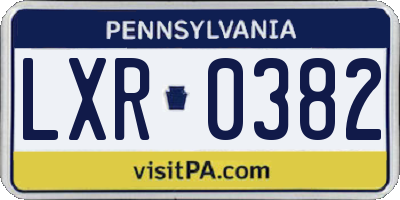 PA license plate LXR0382