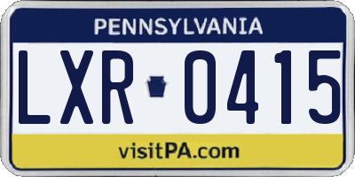 PA license plate LXR0415