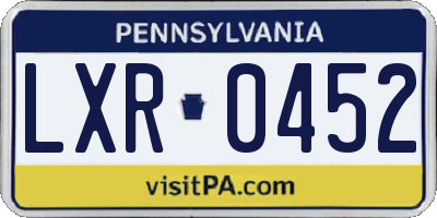 PA license plate LXR0452