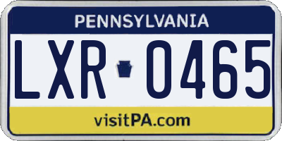 PA license plate LXR0465