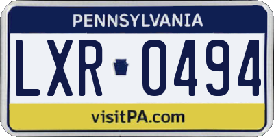 PA license plate LXR0494
