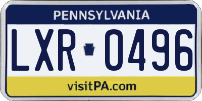 PA license plate LXR0496
