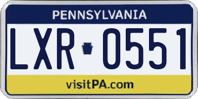 PA license plate LXR0551