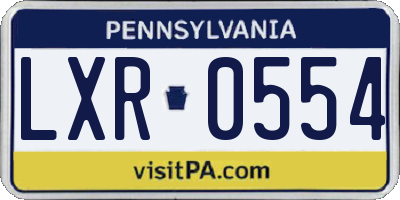 PA license plate LXR0554