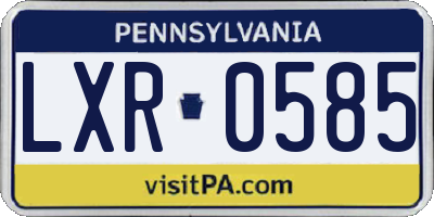 PA license plate LXR0585