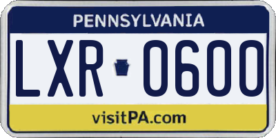 PA license plate LXR0600
