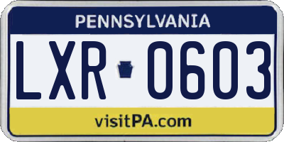 PA license plate LXR0603