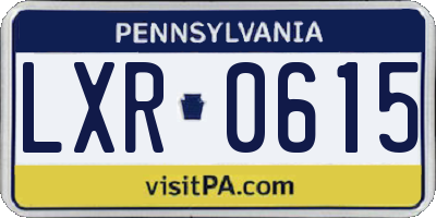 PA license plate LXR0615