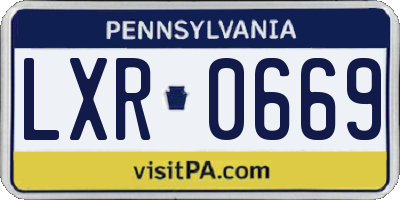 PA license plate LXR0669