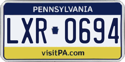PA license plate LXR0694