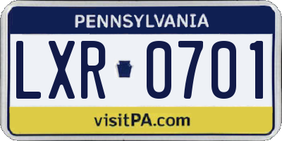 PA license plate LXR0701