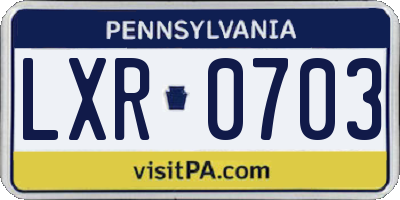 PA license plate LXR0703