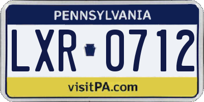 PA license plate LXR0712
