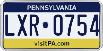 PA license plate LXR0754