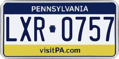 PA license plate LXR0757