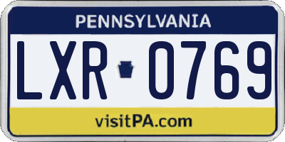 PA license plate LXR0769